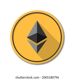 Ethereum crypto currency chrystal coin icon button illustration