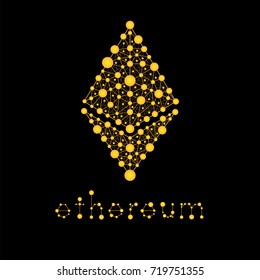The ethereum. Crypto currency. Golden vector symbol of the web