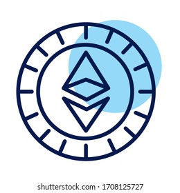 ethereum crypto currency line style icon vector illustration design