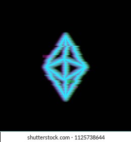 Ethereum crypto currency metal icon for apps and websites. Ethereum logo 3d illustration