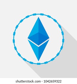 Ethereum, crypto currency vector illustration. Ethereum crystal icon.