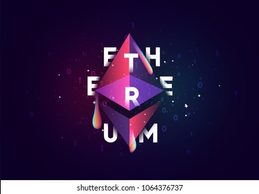 Ethereum Crypto. Design of electronic cryptocurrency market finance, business concept coin money. 