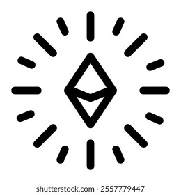 Ethereum crypto icon with simple and line style