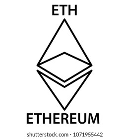Ethereum cryptocurrency blockchain icon. Virtual electronic, internet money or cryptocoin symbol, logo