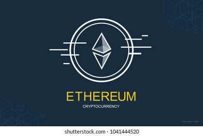 Ethereum cryptocurrency chrystal icon. Blockchain platform logo. Sign Ethereum modern classic Symbol of smart technologies. Decentralized computer networks.