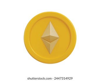 Ethereum cryptocurrency coin icon 3d rendering vector illustration