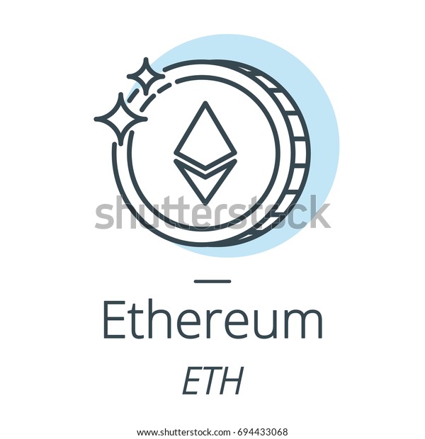 Ethereum暗号通貨コインライン 仮想通貨のアイコン のベクター画像素材 ロイヤリティフリー
