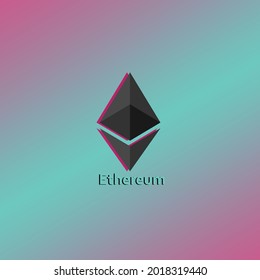 Criptodivisa etéreo, imagen vectorial de logotipo coloreado