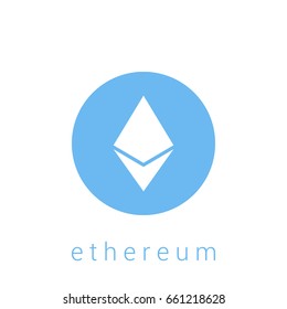Ethereum cryptocurrency icon flat design. Vector