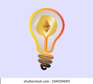 Ethereum cryptocurrency idea lamp in vector graphics
