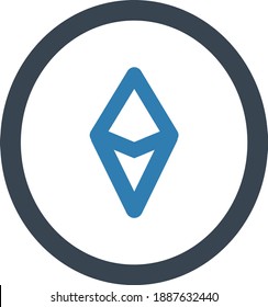Ethereum. Cryptocurrency Ethereum logo. Cryptography modern money.
