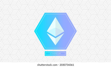 Ethereum kryptowährung Logo einzeln auf Farbverlauf-Muster-Hintergrund.
