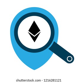 Ethereum Cryptocurrency and Map Pin.Ethereum icon