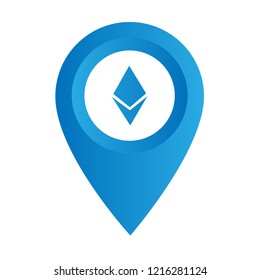 Ethereum Cryptocurrency and Map Pin.Ethereum icon
