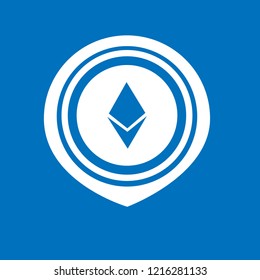 Ethereum Cryptocurrency and Map Pin.Ethereum icon