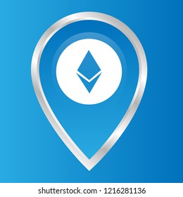 Ethereum Cryptocurrency and Map Pin.Ethereum icon