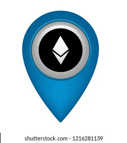 Ethereum Cryptocurrency and Map Pin.Ethereum icon
