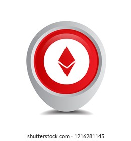 Ethereum Cryptocurrency and Map Pin.Ethereum icon