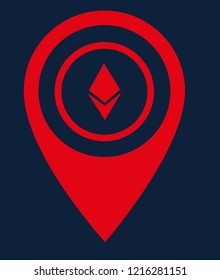 Ethereum Cryptocurrency and Map Pin.Ethereum icon