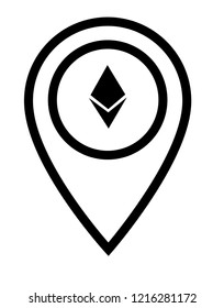 Ethereum Cryptocurrency and Map Pin.Ethereum icon