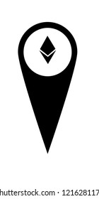 Ethereum Cryptocurrency and Map Pin.Ethereum icon
