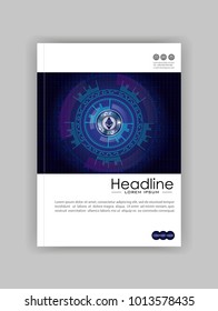 Ethereum cryptocurrency on dark blue background with numbers and sci fi HUD. Cover banner design. Vector. 