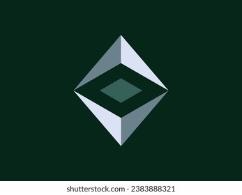 Ethereum cryptocurrency symbol green vector triangular shape prism geometry