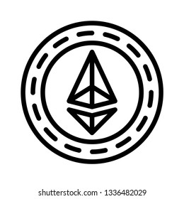 ethereum cryptocurrency technology icon design with creative modern concept and black and white outline style logo shape for pictogram, website, technology, web button design vector eps 10 - Vector 