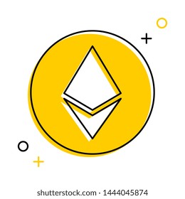 ethereum cryptocurrency thin line icon in yellow circle on white background. trendy financial flat vector illustration easy to edit and customize. eps 10