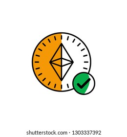 ethereum, cryptocurrency, tick, correct icon. Element of color finance. Premium quality graphic design icon. Signs and symbols collection icon for websites