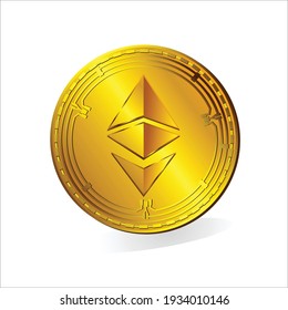ätherische Kryptowährungsvektor mit goldener Farbe