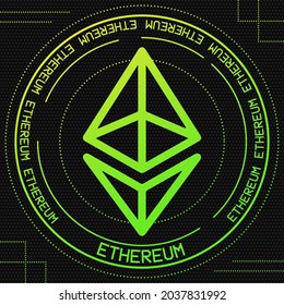 Ethereum cryptocurrency vector symbol. Blockchain currency logo background illustration