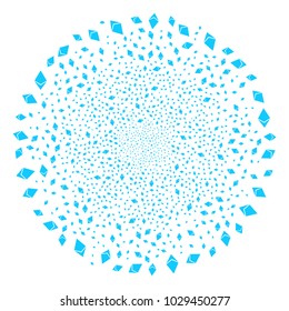 Ethereum Crystal burst circle. Object pattern constructed from scattered ethereum crystal symbols as burst round shape. Vector illustration style is flat iconic symbols.
