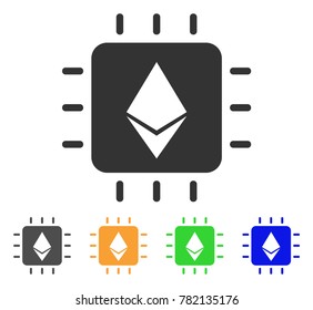 Ethereum Crystal Chip icon. Vector illustration style is a flat iconic ethereum crystal chip symbol with grey, green, blue, yellow color variants. Designed for web and software interfaces.