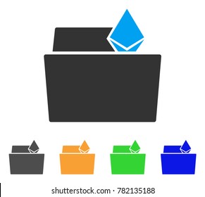 Ethereum Crystal Folder icon. Vector illustration style is a flat iconic ethereum crystal folder symbol with gray, green, blue, yellow color variants. Designed for web and software interfaces.