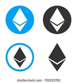 Ethereum Crystal vector icon set. Style is bicolor flat symbols.