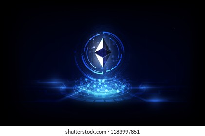 Ethereum digital currency that is futuristic digital money, technology worldwide network concept, vector illustration