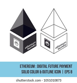Ethereum : Digital Future Payment Icon. Solid Color & Outline. Vector EPS 8.