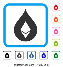 Ethereum Drop icon. Flat gray iconic symbol inside a light blue rounded frame. Black, gray, green, blue, red, orange color additional versions of Ethereum Drop vector.