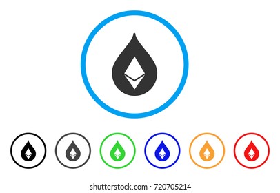 Ethereum Drop rounded icon. Style is a flat ethereum drop grey symbol inside light blue circle with black, gray, green, blue, red, orange color versions.
