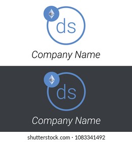 Ethereum DS letters business logo icon design template elements. Vector color sign.