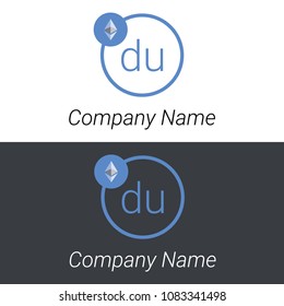 Ethereum DU letters business logo icon design template elements. Vector color sign.