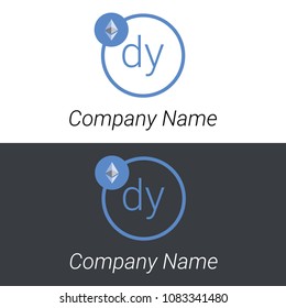 Ethereum DY letters business logo icon design template elements. Vector color sign.