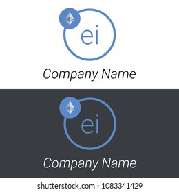Ethereum EI letters business logo icon design template elements. Vector color sign.