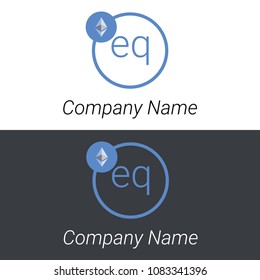 Ethereum EQ letters business logo icon design template elements. Vector color sign.