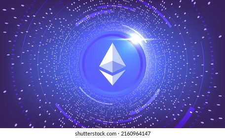 Ethereum (ETH) coin banner. ETH coin cryptocurrency concept banner background.