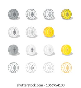 Ethereum (ETH) coin cartoon vector design.