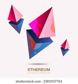 Ethereum eth coin cryptocurrency concept. 3D vector illustration