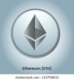Ethereum ETH crypto coin metallic badge and sticker template. Cryptocurrency icon and symbol vector illustration