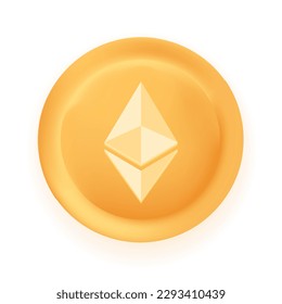 Ethereum (ETH) crypto currency 3D coin vector illustration isolated on white background. Can be used as virtual money icon, logo, emblem, sticker and badge designs. svg